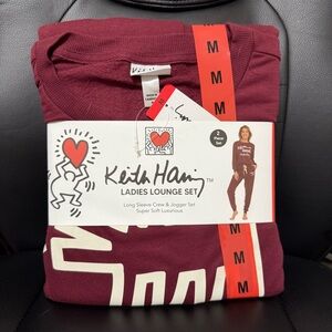 Keith Haring Women's Lounge Set/ Maroon In Medium